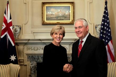 Foreign Minister Julie Bishop meets with US Secretary of State Rex Tillerson at the Department of State, Washington DC on 22 February 2017. Photo credit : Yuri Gripas