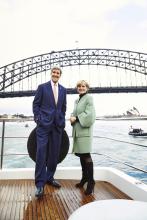 Minister for Foreign Affairs, Julie Bishop and United States Secretary of State, John Kerry travelling to the opening of the Australia-United States Ministerial Consultations (AUSMIN) 2014 at Admiralty House in Sydney. 12 August 2014.