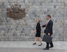 13 April 2015, New Delhi, India; The Hon. Julie Bishop, Australian Minister for Foreign Affairs meeting with staff from the Australian High Commission in New Delhi during her visit to India to promote trade and investment opportunities for Australia.