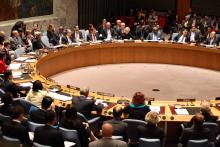 Foreign Minister Julie Bishop speaks at a United Nations Security Council meeting on Iraq, chaired by United States Secretary of State, John Kerry, in New York on 19 September 2014. (Trevor Collens/DFAT)