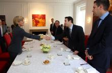 Foreign Minister Julie Bishop meets with Mr Jean-Marie Guéhenno, President of the International Crisis Group in New York. 21 September 2014. (Trevor Collens/DFAT)