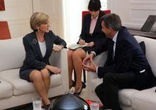 Foreign Minister Julie Bishop meets with Mr Peter Maurer, President of the International Committee of the Red Cross, in New York, 21 September 2014. (Trevor Collens/DFAT)