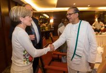 15 April 2015, Chennai, Tamil Nadu, India; The Hon. Julie Bishop, Australian Minister for Foreign Affairs Meeting with SC Chandrahasan and senior Sri Lankan Tamil camp leaders during her visit to India to promote trade and investment opportunities for A