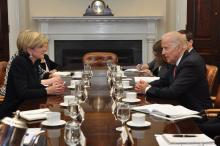 Foreign Minister Julie Bishop meets with Vice-President Joe Biden at the White House, Washington DC, 27 January 2016.