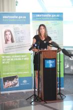 The Smartraveller campaign features young Australian traveller Natalie Hensby, who survived a high speed boat crash in Thailand. 28 November 2013
Photo: Jason McCormack