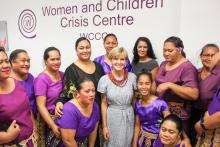 Foreign Minister Julie Bishop meets with staff from the Women and Children’s Crisis Centre in Nuku’alofa.