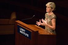 Australian Minister for Foreign Affairs Julie Bishop tours Our Ocean exhibition at the State Department in Washington on September 16, 2016. Photo by Yuri Gripas