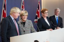 Australian Minister for Foreign Affairs Julie Bishop speaks at the Our Ocean, One Future: Leadership Summit at the State Department in Washington on September 16, 2016. Photo by Yuri Gripas