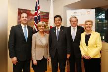 Foreign Minister Julie Bishop and Minister for Trade, Tourism and Investment Steven Ciobo with Japanese State Minister of Foreign Affairs, Mr Nobuo Kishi, Australian Ambassador to Japan, Mr Richard Court AC and Mrs Jo Court at the 60th anniversary of the