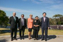 Australia’s Foreign Minister Julie Bishop (centre) with her MIKTA counterparts, Mr Carlos de Icaza, Mexico, Mr Ahmet Yildiz, Turkey, Ms Retno Marsudi, Indonesia, Mr Yun Byung-se, Republic of Korea. Georges Heights Lookout, Mossman. 25 November 2016.