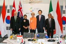 Australia’s Foreign Minister Julie Bishop (centre) with her MIKTA counterparts, Mr Carlos de Icaza, mexico, Ms Retno Marsudi, Indonesia, Mr Yun Byung-se, Republic of Korea, Mr Ahmet Yildiz, Turkey.