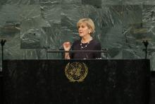 Foreign Minister Julie Bishop delivers Australia’s national statement in the General Debate of the United Nations General Assembly in New York on 21 September 2017.