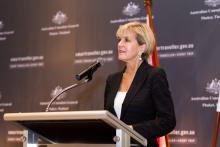 Foreign Minister Julie Bishop delivers remarks at the reception to mark the formal opening of the Consulate-General in Phuket. Thailand, Phuket, 4 August 2017.