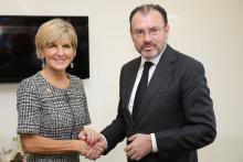 Foreign Minister Julie Bishop meets with Mexican Foreign Minister, Luis Videgaray Caso, at the United Nations Headquarters in New York on 21 September 2017.