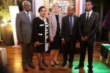 Australia's FM Julie Bishop with Madagascar's Tourism Minister Benjamina Ramanantsoa Ramarcel, FM Arisoa Lala Razafitrimo, Minister for Strategic Resources, Joeli Valerien Lalaharisaina and Australia Awards Alumni Ambassad