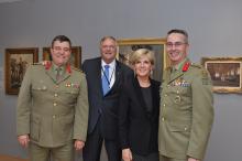 Foreign Minister Julie Bishop and Ambassador Kim Beazley with Colonel Andy Maclean and Colonel Jason Hedges at the opening of