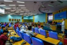 22 March 2016, Makassar, Indonesia: Foreign Minister Julie Bishop speaking at the Hasanuddin University, Makassar.