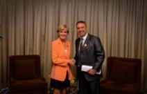 23 March 2016, Bali, Indonesia: Foreign Minister Julie Bishop with the Timor Leste’s Foreign Minister, HE Mr Hernani Coelho during a bilateral meeting.