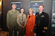 Minister Bishop with Lieutenant Colonel Dugdell, Corporal Keizel and Lieutenant Commander Johanson, who deployed to Fiji following Cyclone Winston. Credit: DFAT.